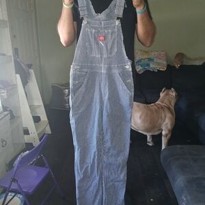Dickies Blue and White Striped Overalls